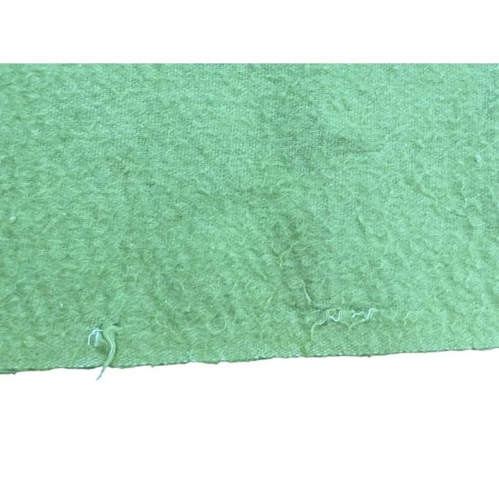 Vintage Light Green Satin Edge Blanket 80 x 66 Unique Color Bed Throw Warm Cozy